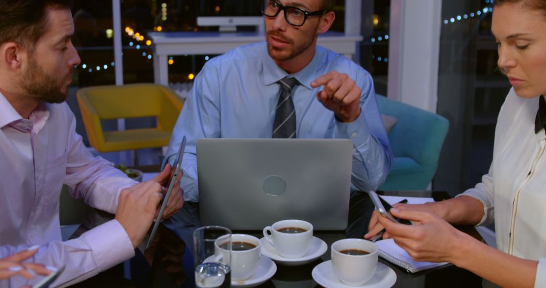 Business Team Engaging in a Serious Meeting Discussion