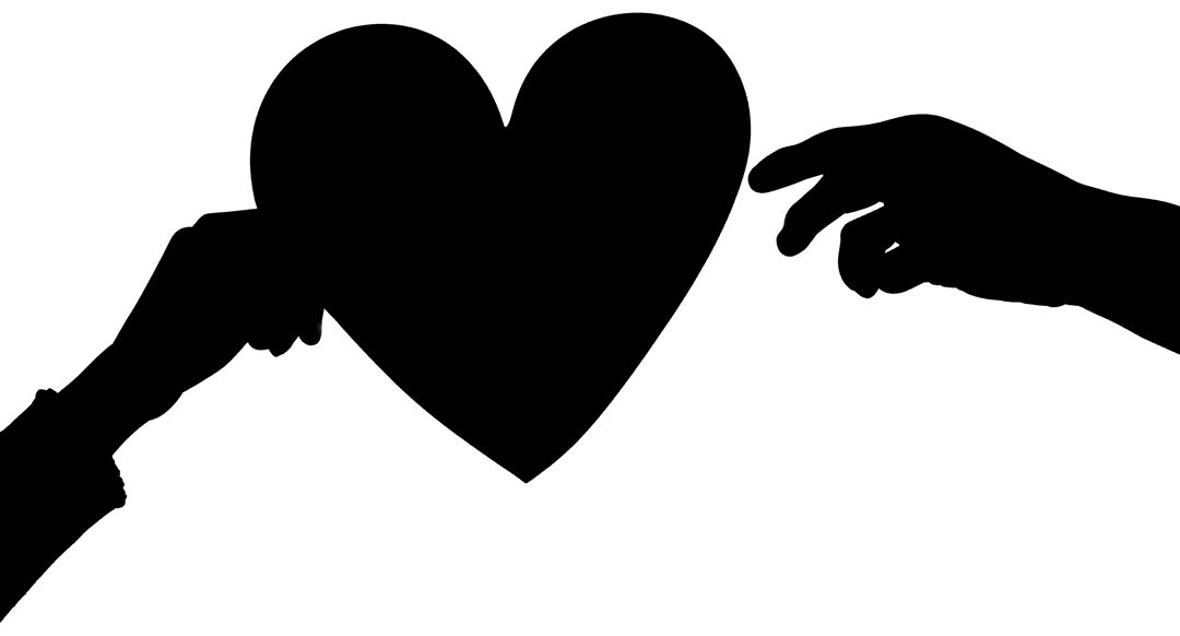 Transparent Silhouette of Hands Holding Heart Symbol