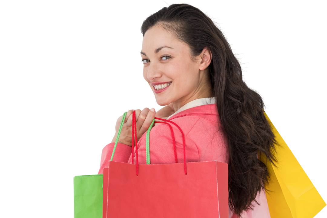 Happy Caucasian Woman Holding Shopping Bags Transparent Background Isolated - Download Free Stock Images Pikwizard.com