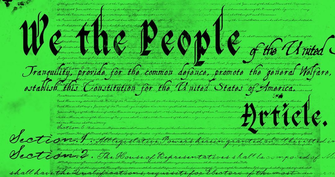 Animated U.S. Constitution on Vibrant Yellow-Green Background - Free Images, Stock Photos and Pictures on Pikwizard.com