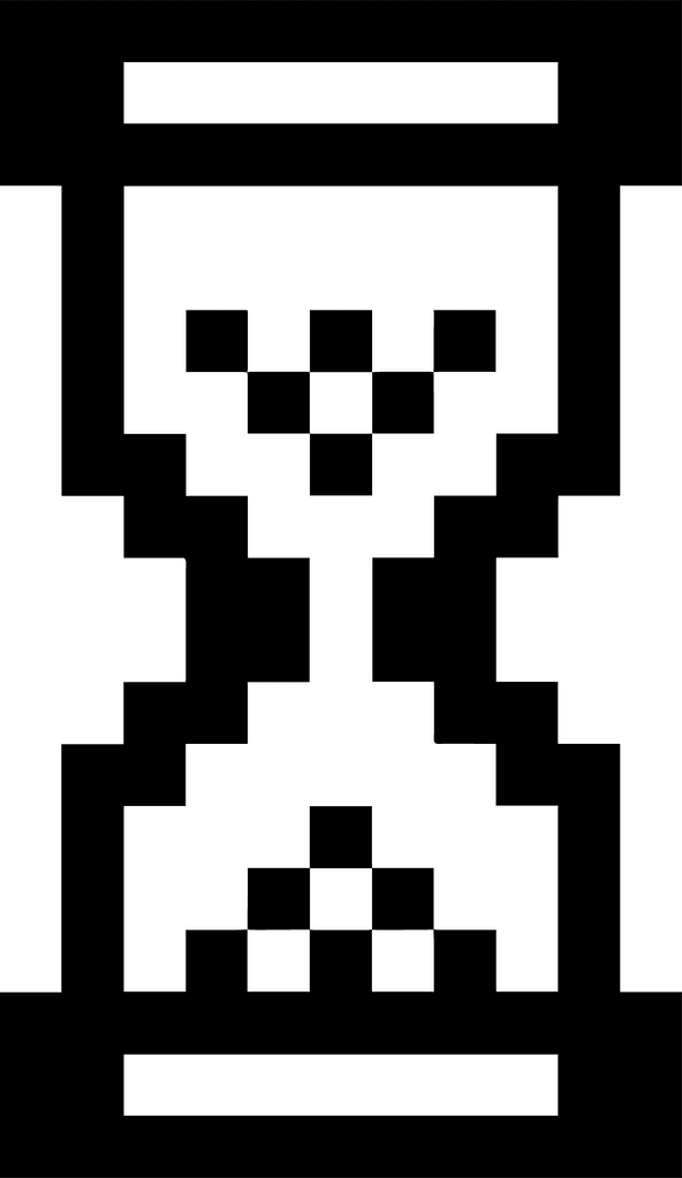 Pixel Hourglass Icon on Transparent Canvas in Minimalist Style