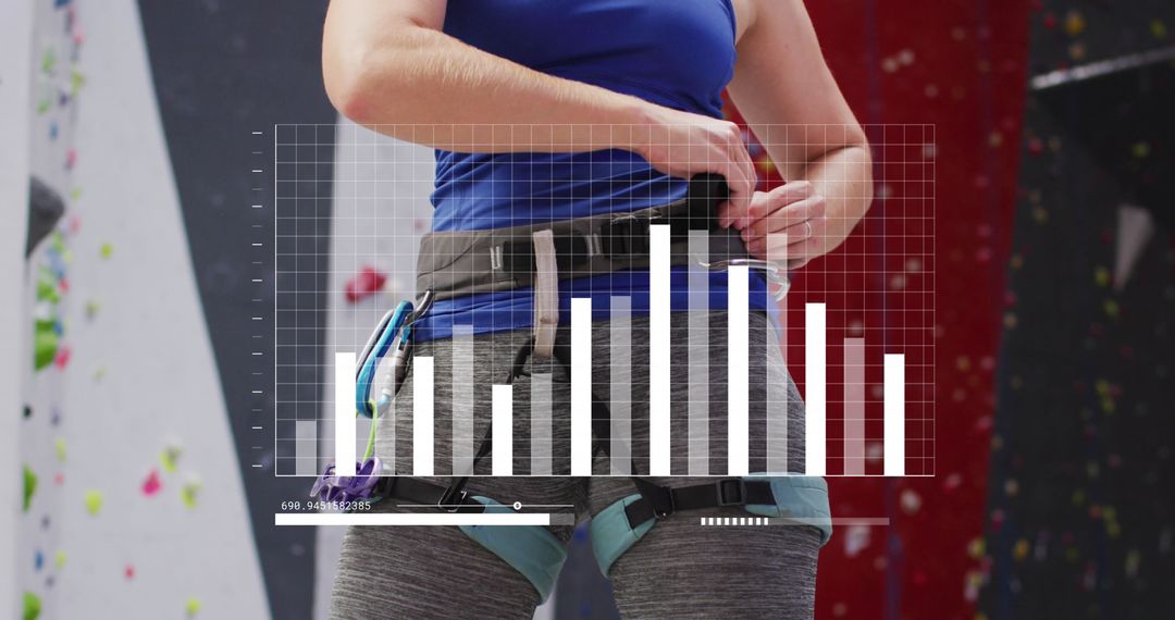 Digital Data Overlay on Female Rock Climber Progress