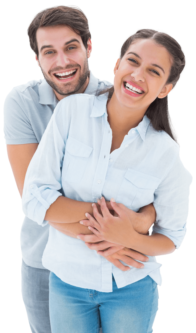 Happy Smiling Couple Embracing on Transparent Background