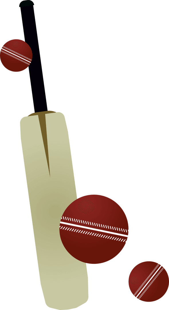 Dynamic Cricket Equipment Illustration on Transparent Background