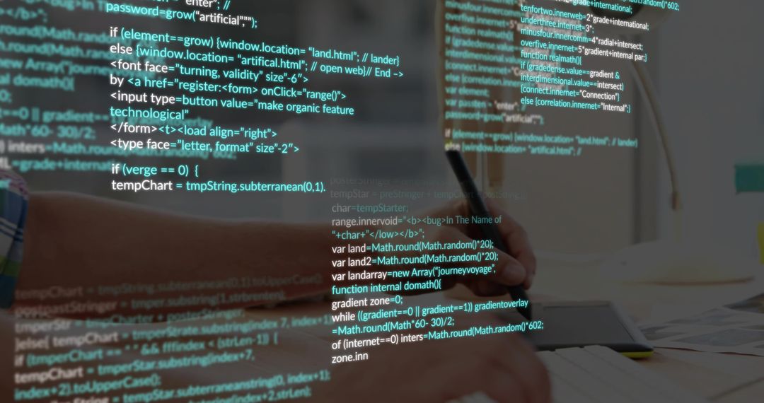 Tech Professional Writing Code Concepts in Modern Workspace