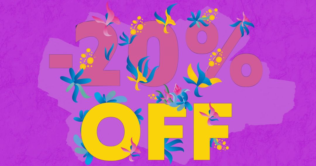 Retro Floral Sale Design with 20 Percent Discount Decor