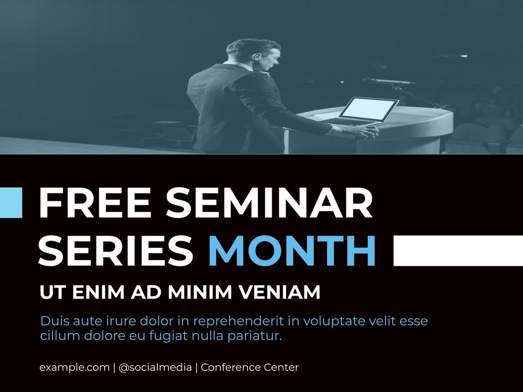 Free Seminar Series Flyer with Speaker at Podium - Download Free Stock Templates Pikwizard.com