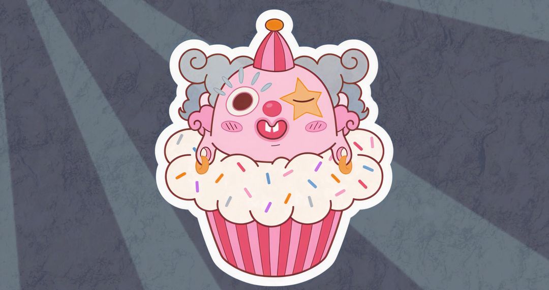 Whimsical Clown Cupcake with Playful Sprinkles
