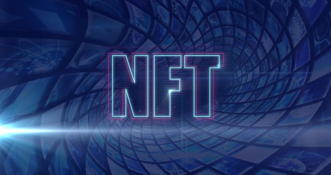 Digital NFT Artwork with Stylized Data Processing Background