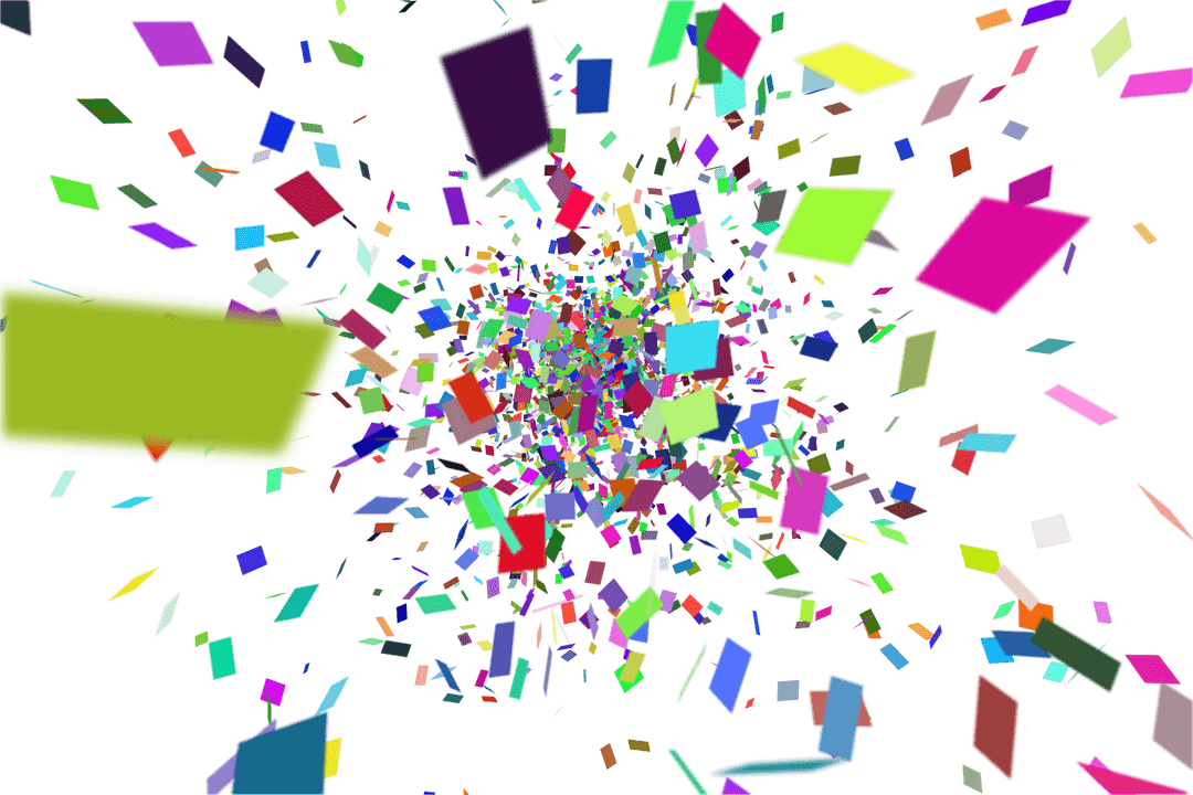 Colorful Rectangular Confetti on Transparent Background