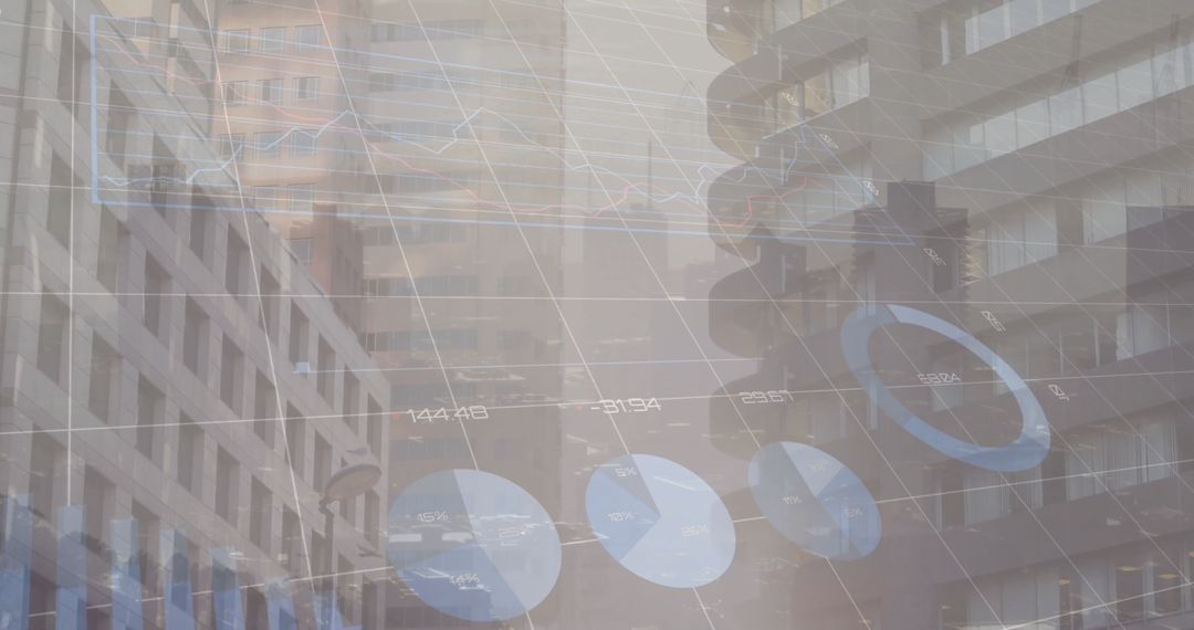 Digital Data Over Cityscape Merging Business and Technology