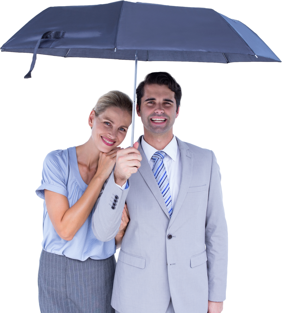 Smiling Business Colleagues Holding Transparent Umbrella - Download Free Stock Images Pikwizard.com