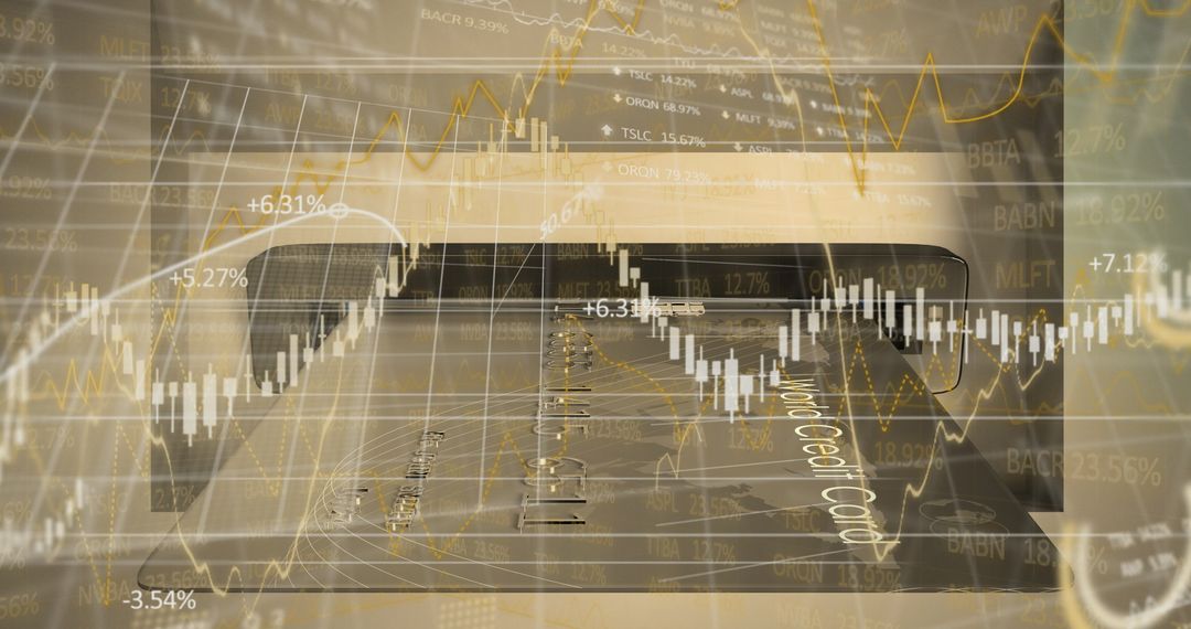 Digital Finance Concept with Cards and Data Visualizations