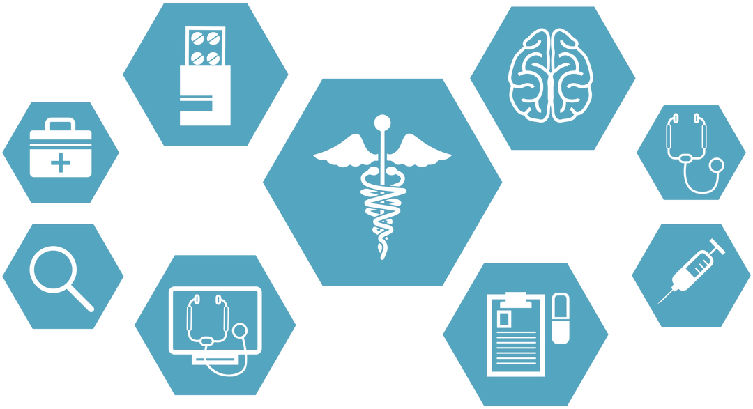 Medical Illustrations Hexagons on Transparent Background Healthcare Icons - Download Free Stock Images Pikwizard.com