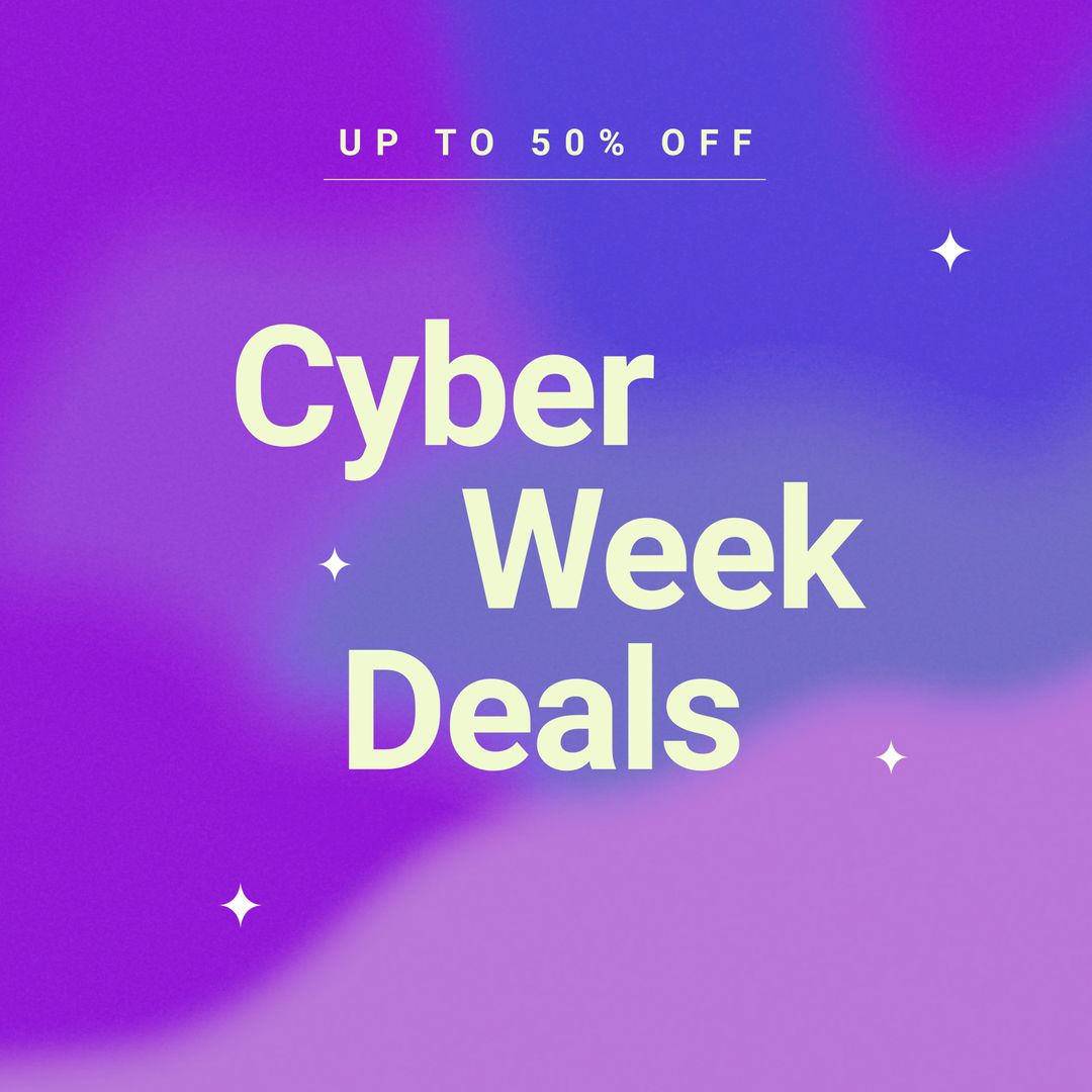 Cyber Week Deals Promotional Discount Advert on Purple Gradient
