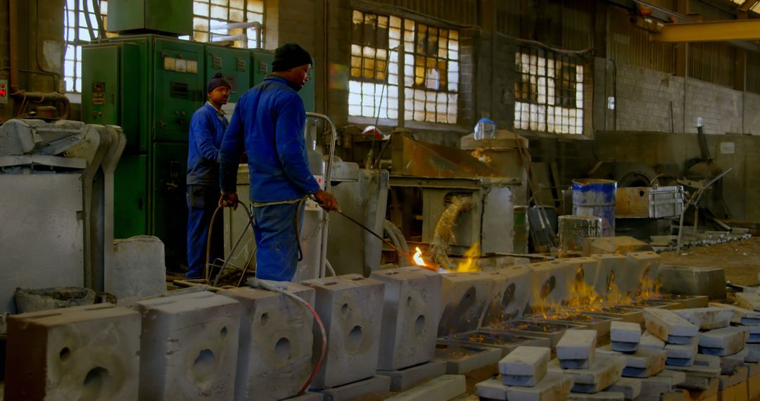 Workers Controlling Foundry Operations in Industrial Factory - Free Images, Stock Photos and Pictures on Pikwizard.com