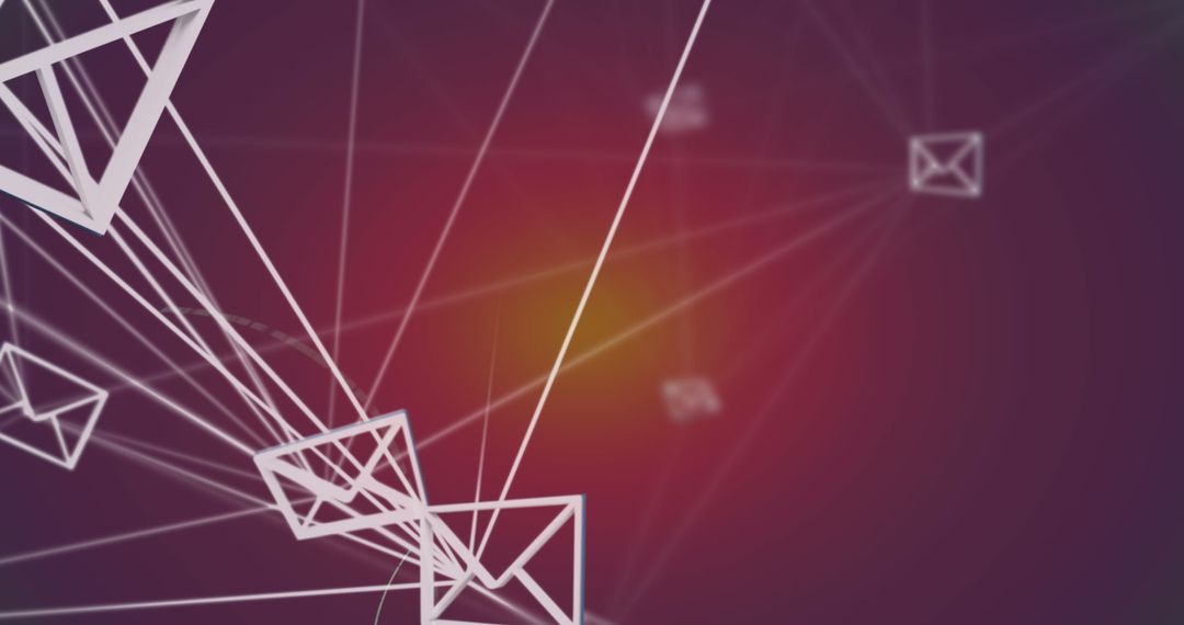 Network of Message Icons and Mathematical Equations on Purple Background