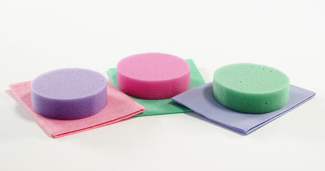 Colorful Round Sponges with Cleaning Cloths - Free Images, Stock Photos and Pictures on Pikwizard.com