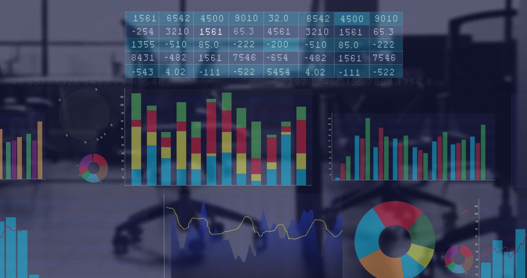 Digital Data Analysis Interface Overlay in Contemporary Office
