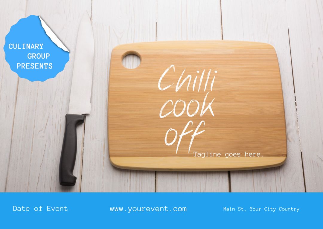 Chilli Cook Off Cutting Board Ad Invites Entry to Spicy Culinary Contest - Download Free Stock Templates Pikwizard.com
