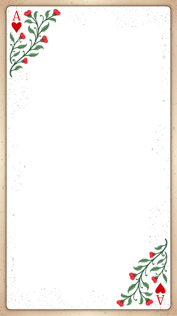 Ace of Hearts Decorated with Vines on Transparent Background