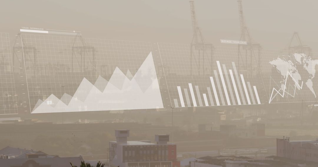 Digital Composite: Business Metrics Over Modern Cityscape