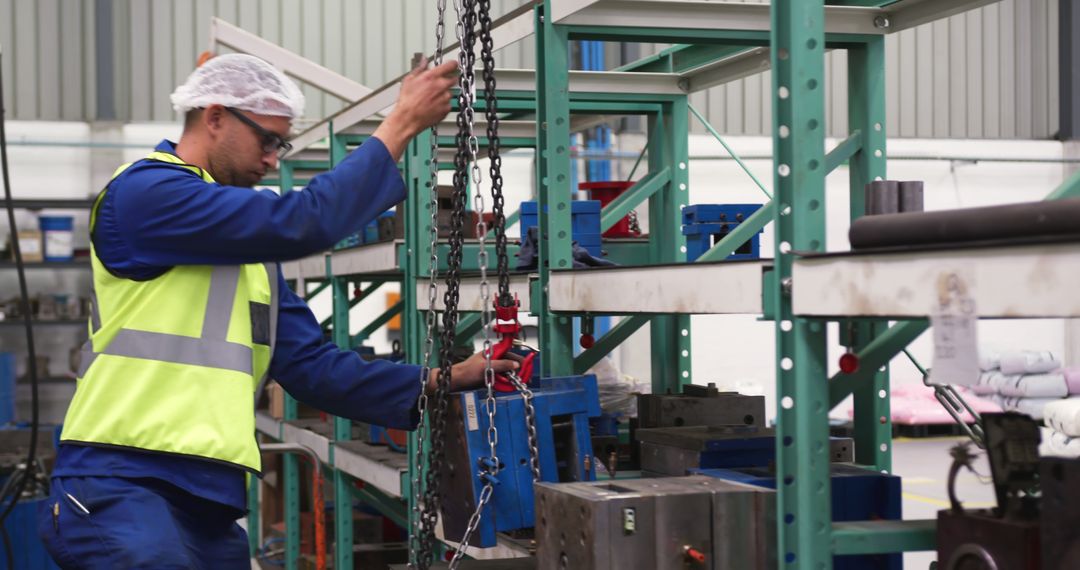 Engineer Adjusting Machinery Chains in Factory - Free Images, Stock Photos and Pictures on Pikwizard.com