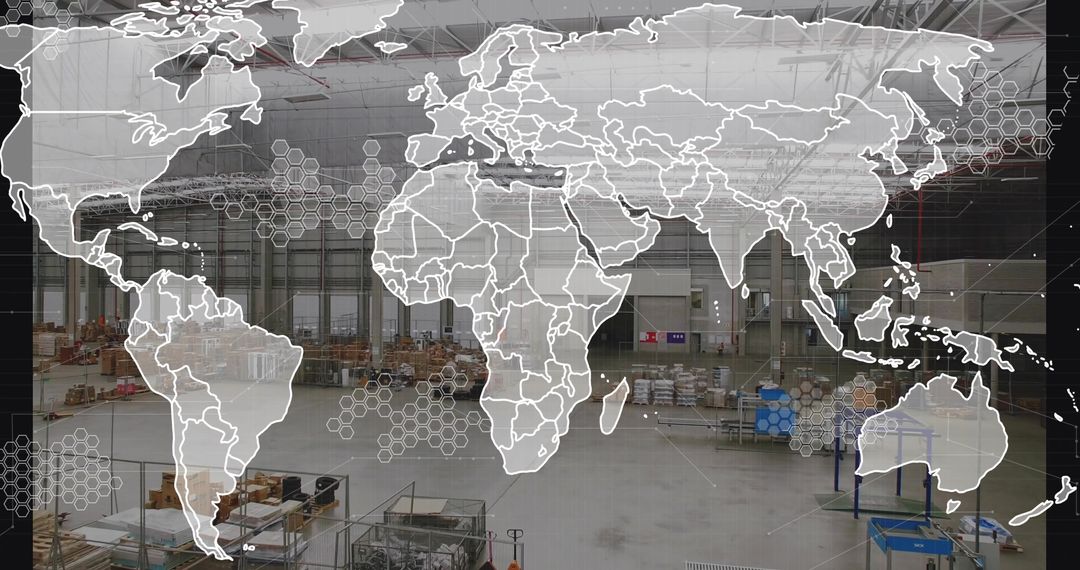 Global Logistics Network in Industrial Warehouse