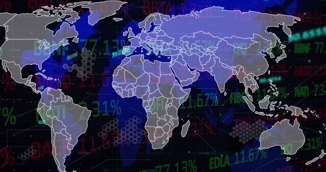 global financial data displayed over world map in digital interface - Free Images, Stock Photos and Pictures on Pikwizard.com