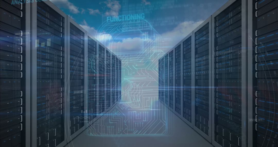 Digital Padlock Over Servers Symbolizing Internet Security