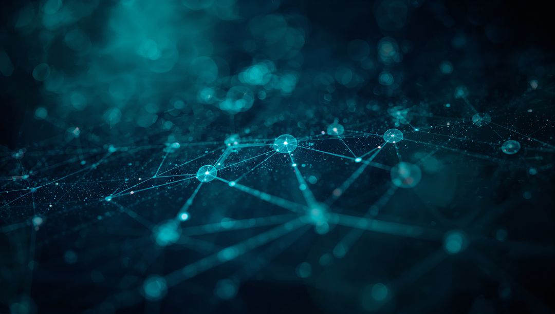 Glowing Futuristic Network Connections in Abstract Digital Space