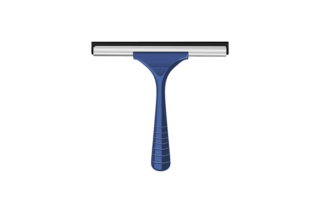 Blue Window Wiper Illustration on Transparent Background