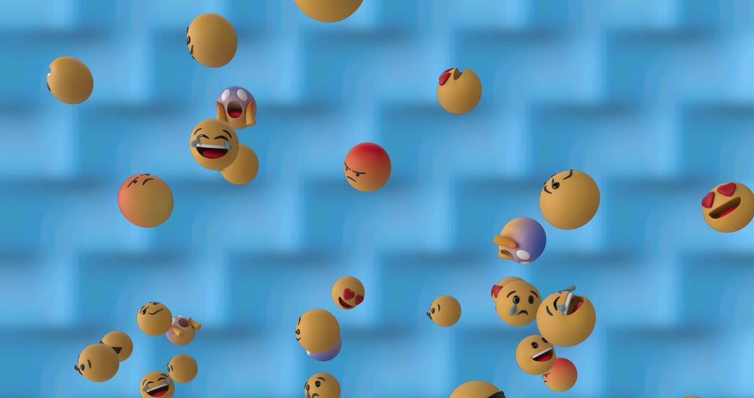 Floating Emojis on Blue Geometric Background - Free Images, Stock Photos and Pictures on Pikwizard.com