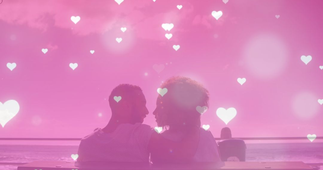 Romantic African American Couple Embracing on Beach At Sunset