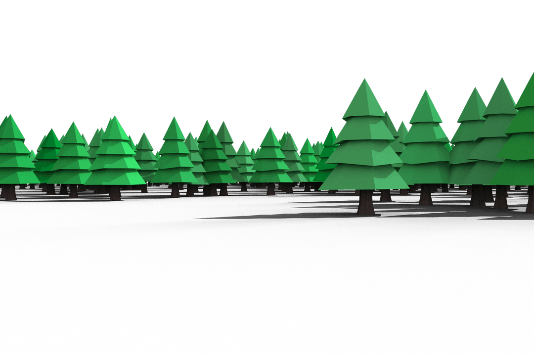 Transparent Green Forest with Stylized Trees for Vector Illustration