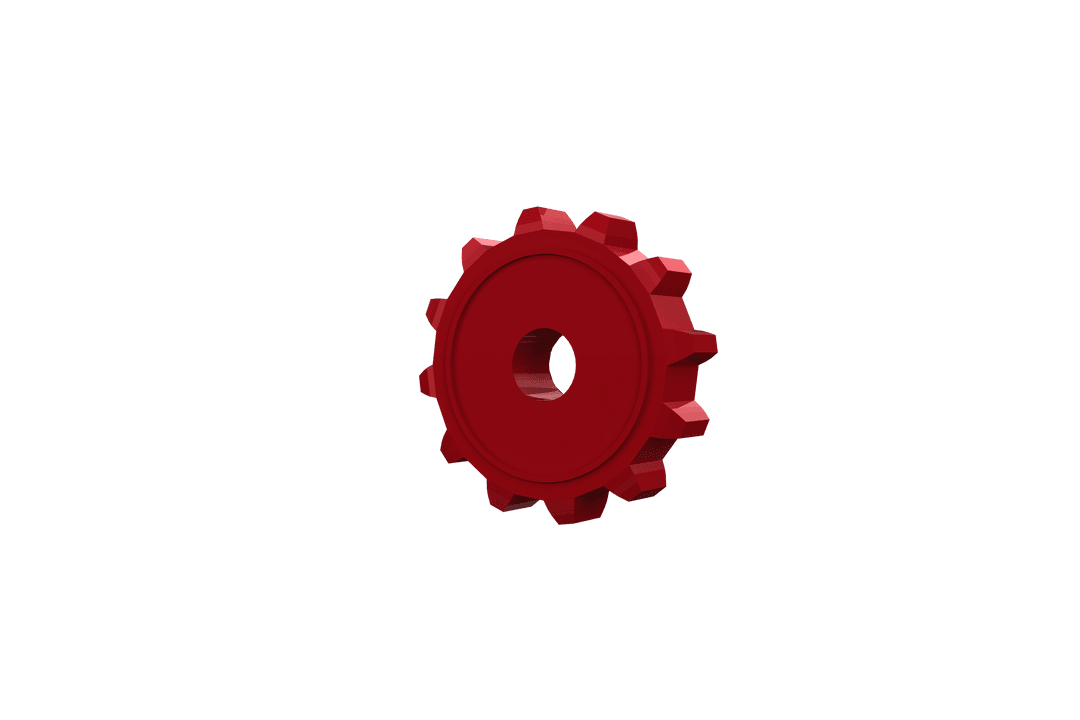 Transparent Red Gear Wheel Component for Mechanics