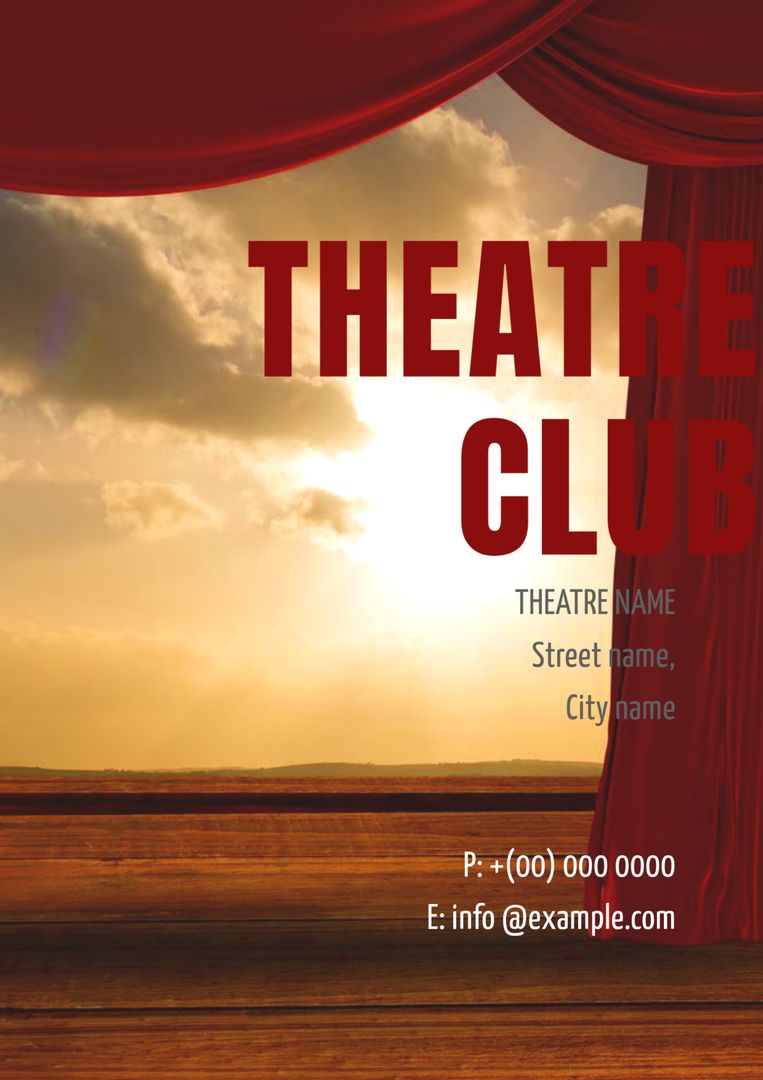 Dramatic Theater Announcement Sunset with Red Curtains