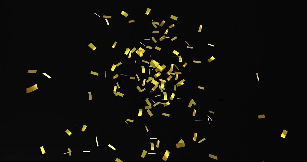 Gold Confetti Falling Against Black Background - Free Images, Stock Photos and Pictures on Pikwizard.com