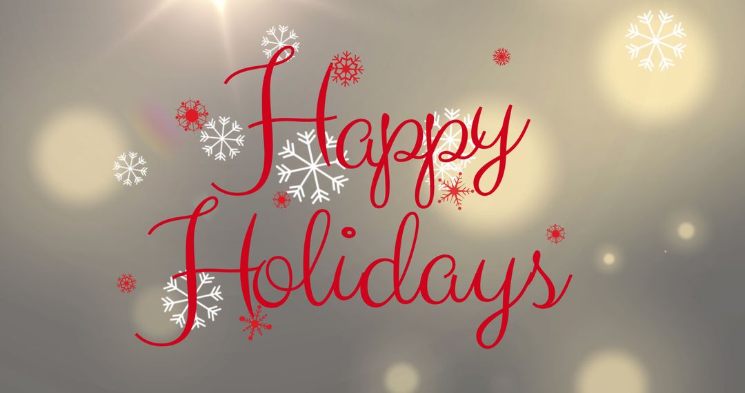 Festive Happy Holidays Message with Snowflakes and Lights