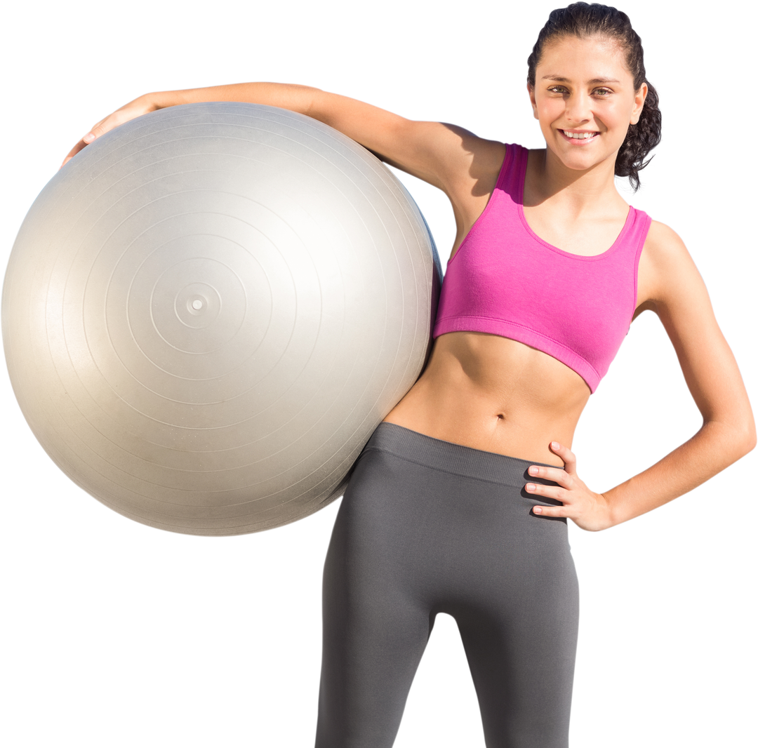 Smiling Woman Holding Exercise Ball on Transparent Background - Download Free Stock Images Pikwizard.com