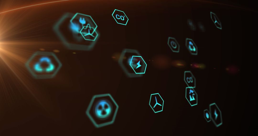 Abstract Technology Icons with Orange Light Spot