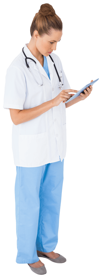 Transparent Nurse Using Tablet for Patient Care
