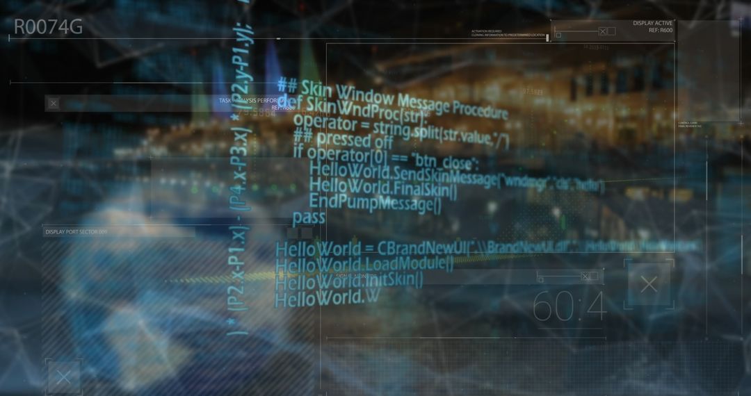 Digital Data Processing in Futuristic Cityscape Environment