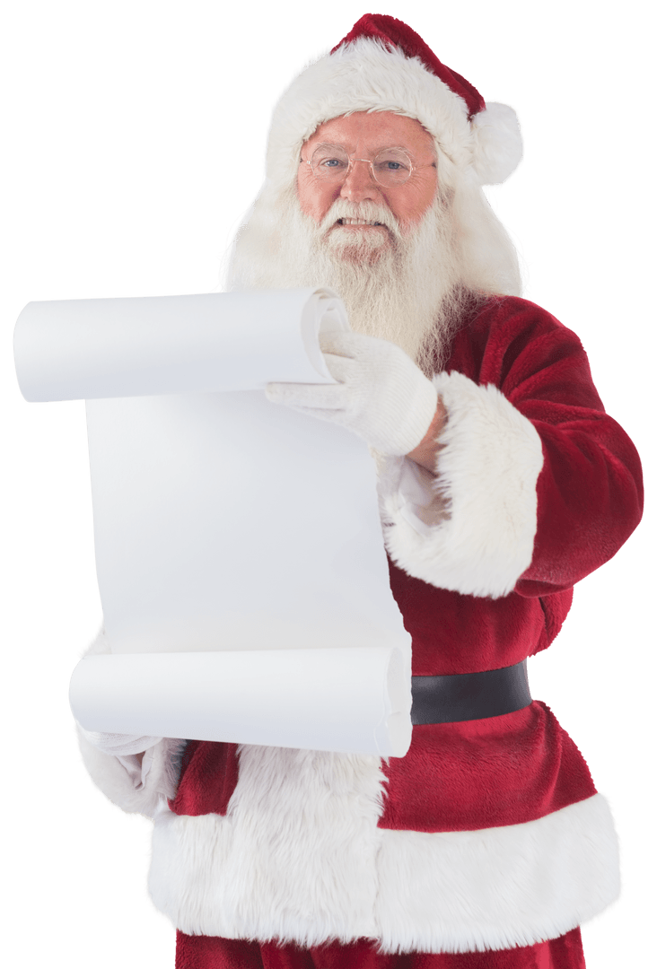Santa Claus Holding Transparent List Checking Gifts