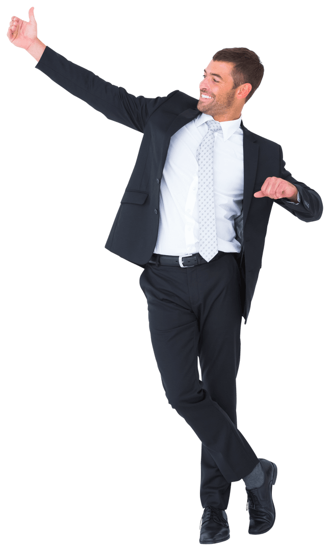 Confident Businessman Gesturing Thumbs Up Transparent Background