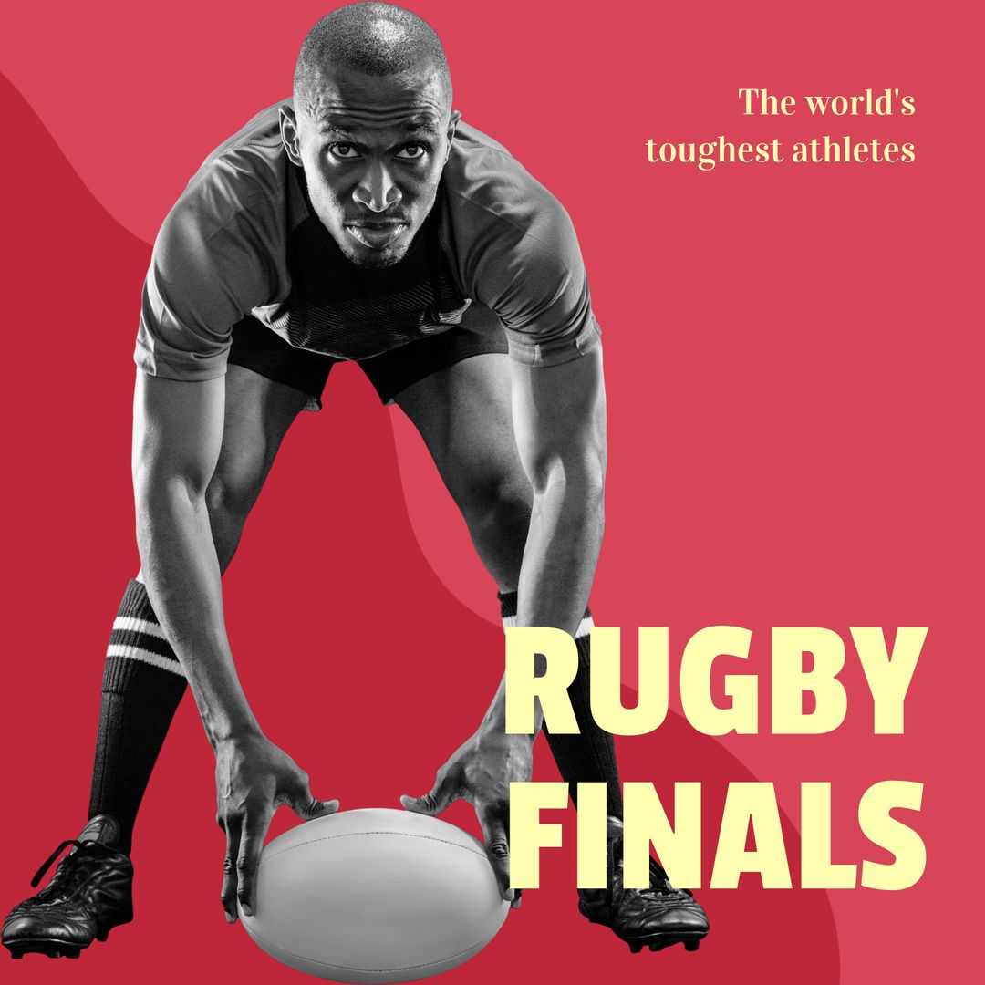 Rugby Finals Poster with African American Rugby Player Setting Ball - Download Free Stock Templates Pikwizard.com