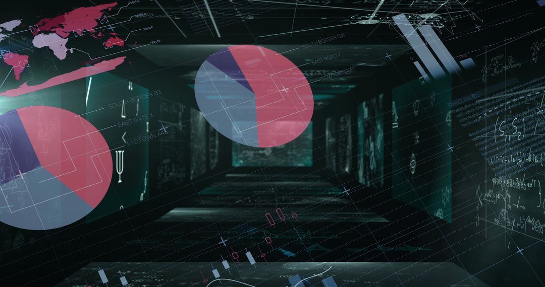 Futuristic Digital Data Interface with Charts