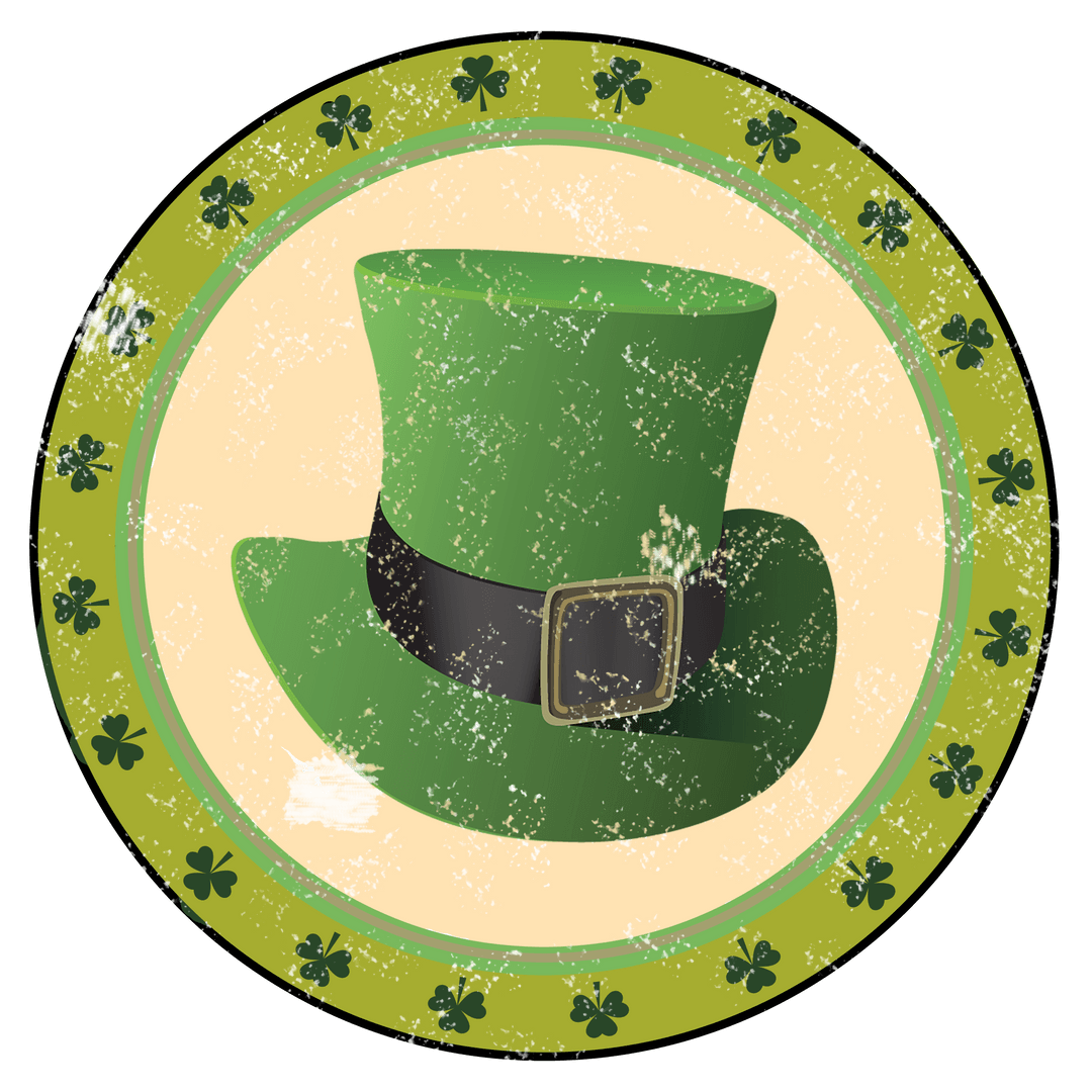 St. Patrick's Day Green Hat with Clovers on Transparent Background