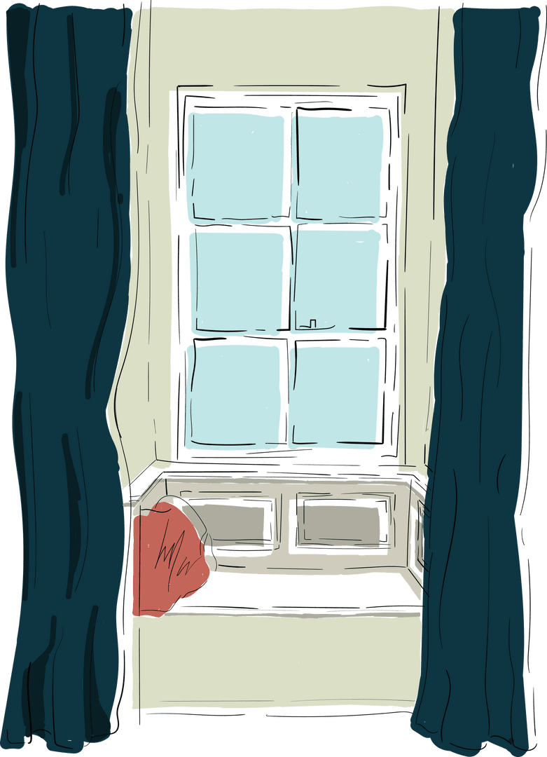 Stylish Transparent Window with Curtains in Cozy Living Area