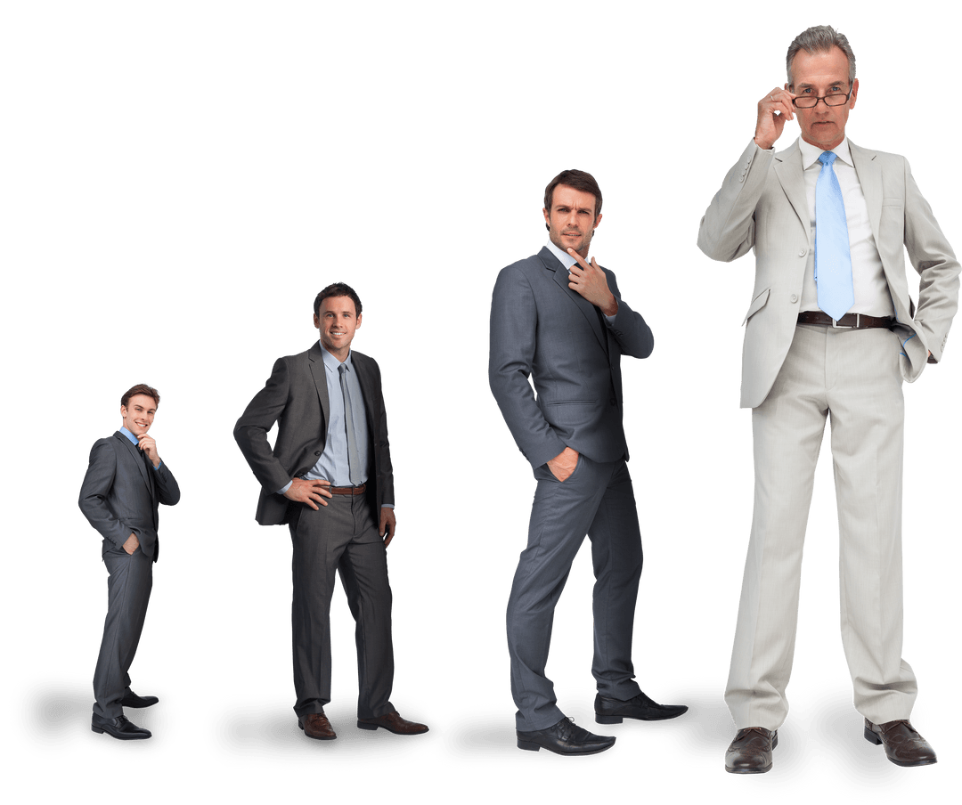Confident Businessmen Growth Progression Transparent Background